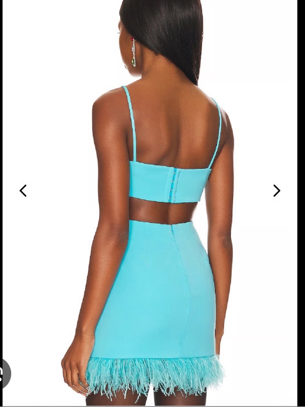 Lovers + Friends Turquoise Feather-Hem Mini Dress - Picture 2 of 3